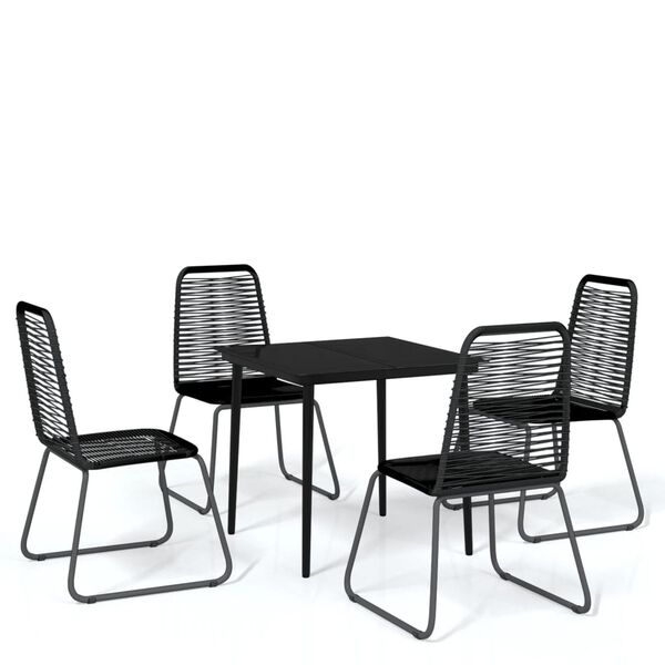 vidaXL Ensemble &agrave; manger de jardin 5 pcs Noir