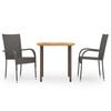vidaXL Ensemble &agrave; manger de jardin 3pcs R&eacute;sine tress&eacute;e Marron
