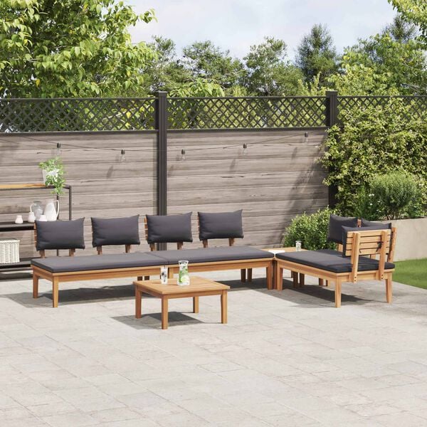 vidaXL Ensemble de canap&eacute; de jardin 5 pcs Marron et gris