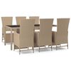 vidaXL Ensemble &agrave; manger de jardin et coussins 7 pcs beige poly rotin