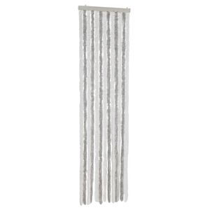 vidaXL Rideau anti-mouches gris clair et blanc 56x200 cm chenille