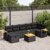 vidaXL Salon de jardin 7 pcs avec coussins noir r&eacute;sine tress&eacute;e