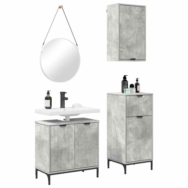 vidaXL Ensemble de mobilier de salle de bain 3 pcs Gris b&eacute;ton