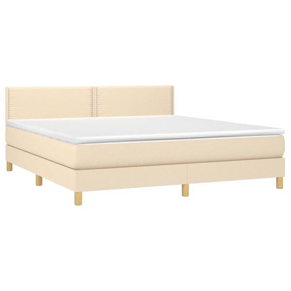 vidaXL Sommier &agrave; lattes de lit avec matelas LED Cr&egrave;me 180x200 cm Tissu
