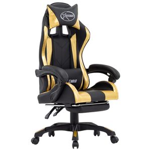 vidaXL Fauteuil de jeux vid&eacute;o avec repose-pied Dor&eacute; et noir Similicuir