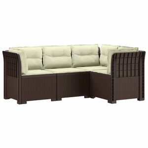 vidaXL Canap&eacute; de jardin 4 places avec coussins aspect rotin PP Marron