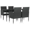 vidaXL Ensemble &agrave; manger de jardin 5 pcs noir r&eacute;sine tress&eacute;e et acier