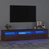 vidaXL Meuble TV avec lumi&egrave;res LED Ch&ecirc;ne marron 195x35x40 cm