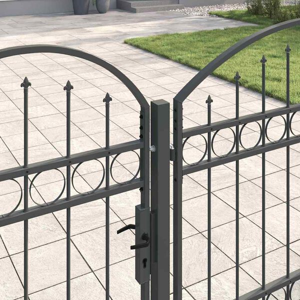 vidaXL Portail de cl&ocirc;ture de jardin avec sommet en arc Gris 4 x 1,25 m