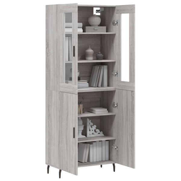 vidaXL Buffet haut Sonoma gris 69,5x34x180 cm Bois d'ing&eacute;nierie