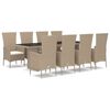 vidaXL Ensemble &agrave; manger de jardin et coussins 9 pcs beige Poly rotin