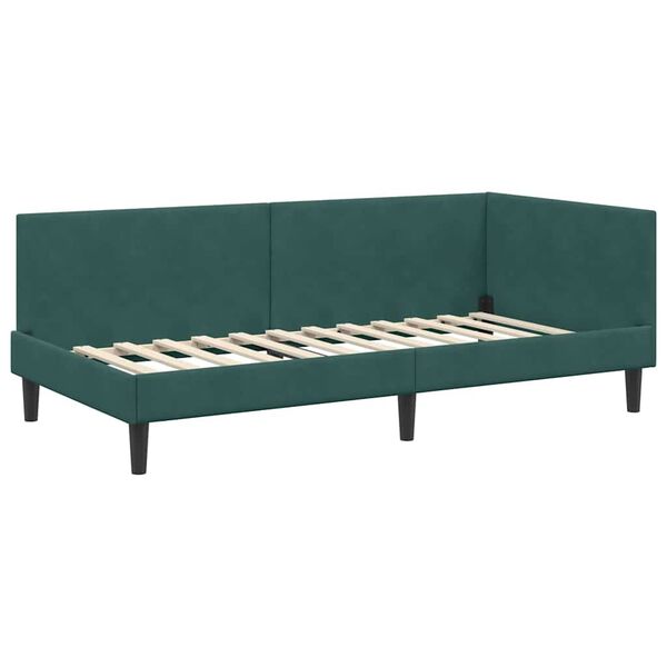 vidaXL Cadre de lit d'angle Vert foncé 90 cm x 200 cm Velours