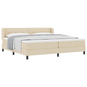 vidaXL Lit &agrave; ressorts avec matelas Cr&egrave;me 200 x 200 cm tissu