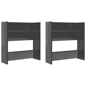 vidaXL Armoires &agrave; chaussures murales 2 pcs gris brillant 60x18x60 cm