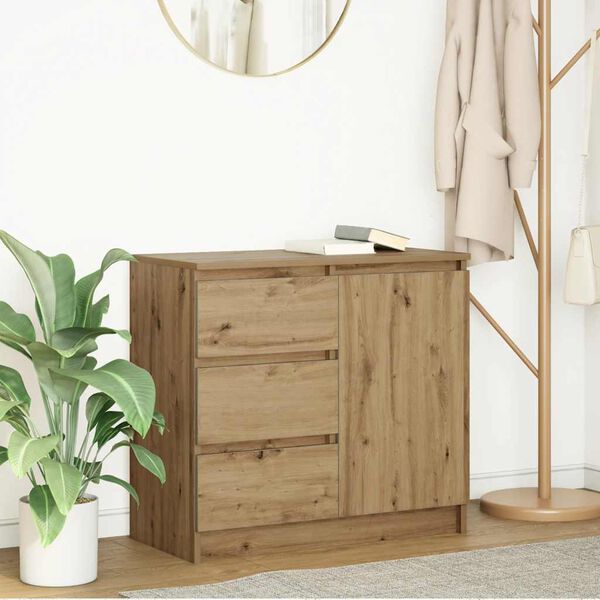 vidaXL Buffet avec tiroir ch&ecirc;ne artisanal 71x35x65 cm bois ing&eacute;nierie