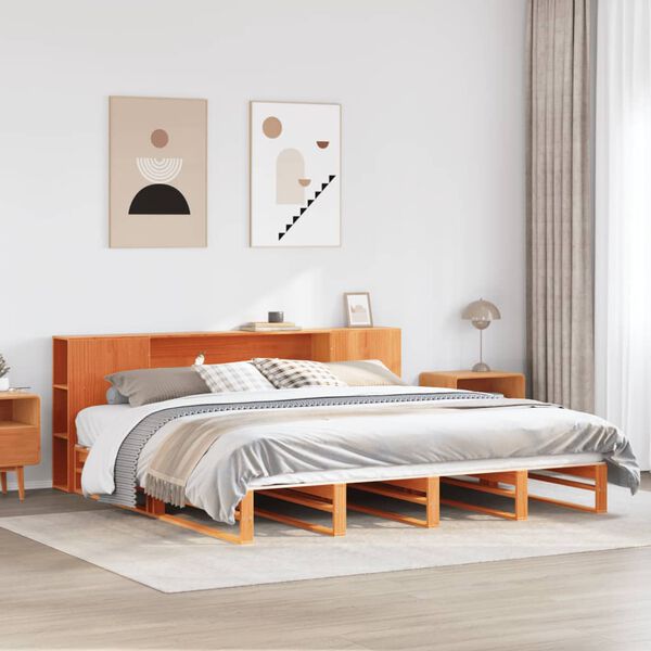 vidaXL Lit biblioth&egrave;que sans matelas cire marron 180x200cm bois massif