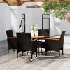 vidaXL Ensemble de bistro de jardin 5 pcs poly rotin et bois solide