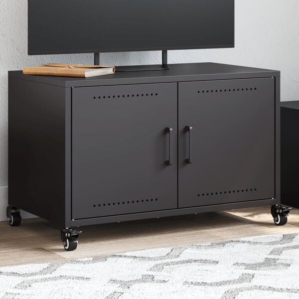vidaXL Meuble TV noir 68x39x43,5 cm acier