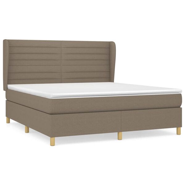 vidaXL Sommier &agrave; lattes de lit avec matelas Taupe 160x200 cm Tissu