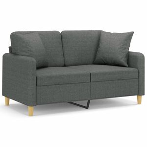 vidaXL Canap&eacute; 2 places avec oreillers gris fonc&eacute; 120 cm tissu