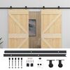 vidaXL Porte coulissante 2 pcs Naturel et noir Bois de pin massif