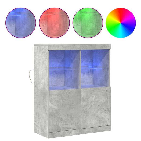 vidaXL Buffet gris b&eacute;ton 81x37x100 cm bois d'ing&eacute;nierie