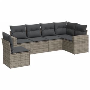 vidaXL Salon de jardin 6 pcs avec coussins gris r&eacute;sine tress&eacute;e