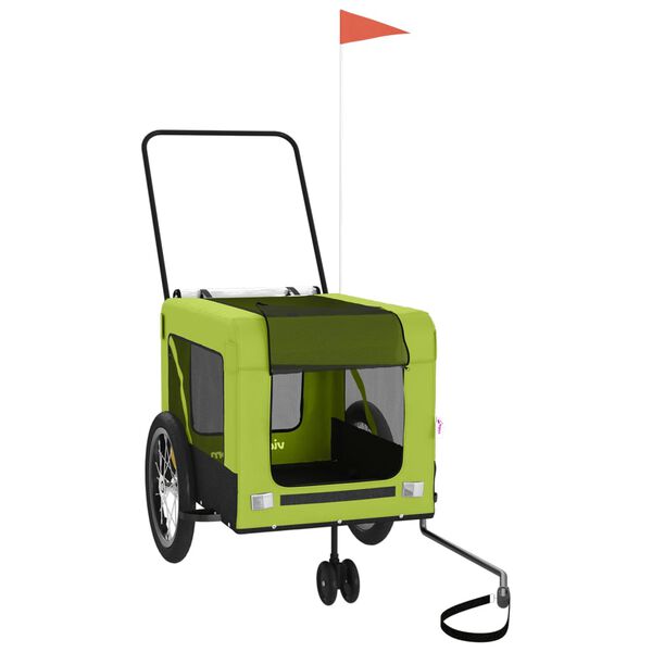 vidaXL Remorque de vélo pour animaux de compagnie vert et noir