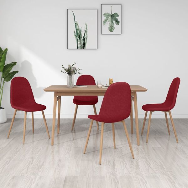 vidaXL Chaises &agrave; manger lot de 4 rouge bordeaux tissu
