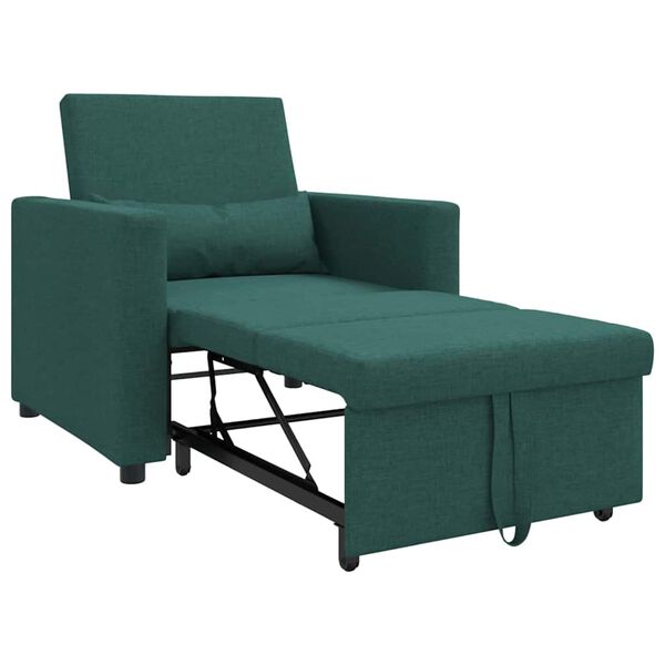 vidaXL Canapé-lit escamotable simple Vert foncé 90 x 165 x 87 cm tissu