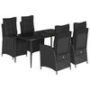 vidaXL Ensemble &agrave; manger de jardin coussins 5pcs Noir R&eacute;sine tress&eacute;e