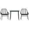 vidaXL Ensemble &agrave; manger de jardin 3 pcs noir r&eacute;sine tress&eacute;e verre