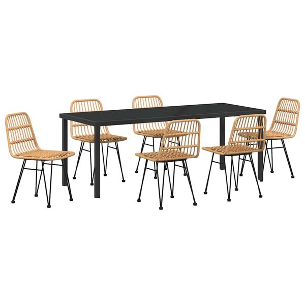 vidaXL Ensemble de salle &agrave; manger pour jardin 7 pcs Marron