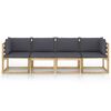 vidaXL Canap&eacute; de jardin 4 places avec coussins anthracite