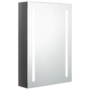 vidaXL Armoire de salle de bain &agrave; miroir LED gris brillant 50x13x70 cm