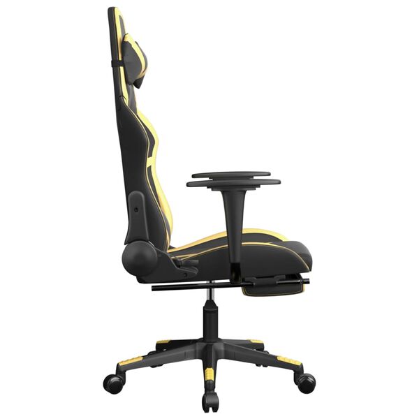 vidaXL Chaise de jeu avec repose-pied Noir et doré Similicuir