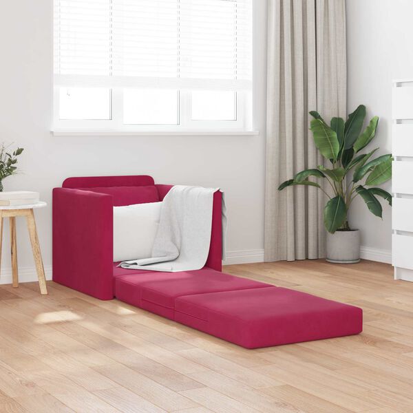 vidaXL Canap&eacute;-Lit 60cm Bordeaux Velours