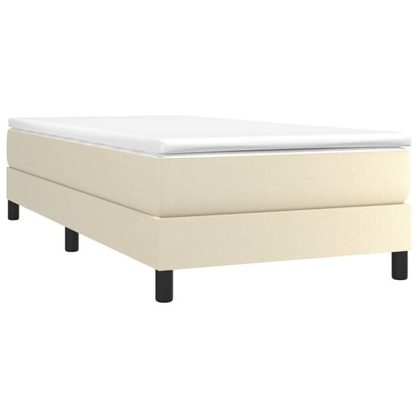 vidaXL Sommier &agrave; lattes de lit avec matelas Cr&egrave;me 90x190 cm Similicuir
