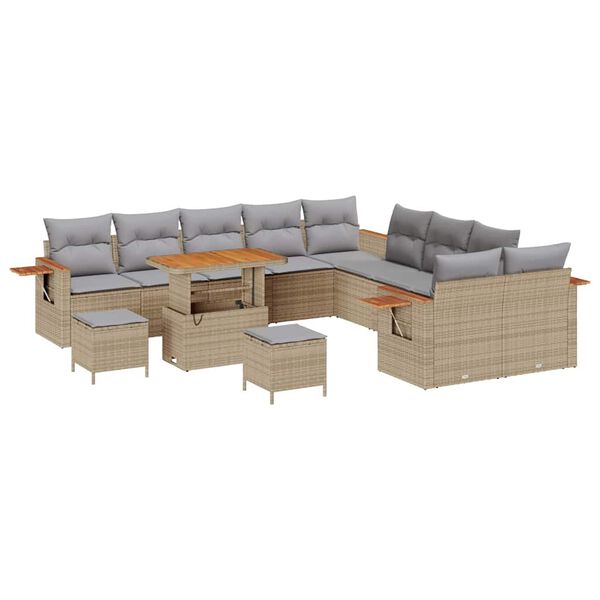 vidaXL Ensemble de canap&eacute; de jardin 13 pcs Beige et Gris clair