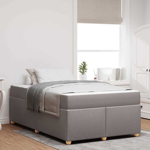 vidaXL Cadre de lit avec matelas Taupe 120 x 190 cm tissu