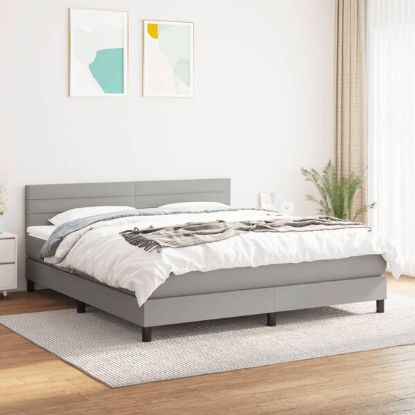 vidaXL Sommier &agrave; lattes de lit avec matelas Gris clair 180x200cm Tissu
