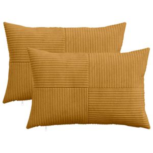 vidaXL Housse de coussin 2 pcs ALMELO Jaune 30 x 50 cm velours c&ocirc;tel&eacute;