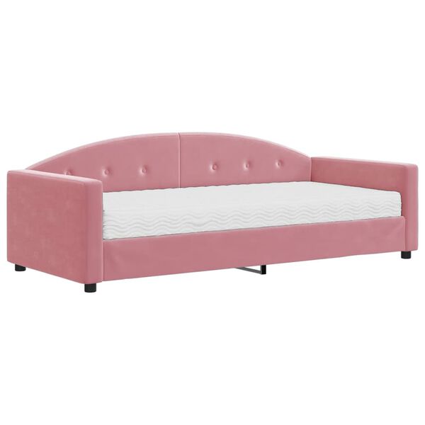 vidaXL Lit de jour avec matelas rose 90x200 cm velours