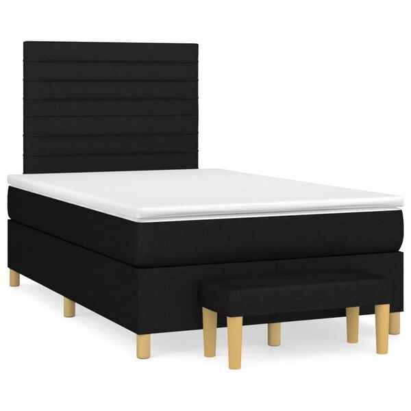 vidaXL Sommier &agrave; lattes de lit avec matelas Noir 120x200 cm Tissu