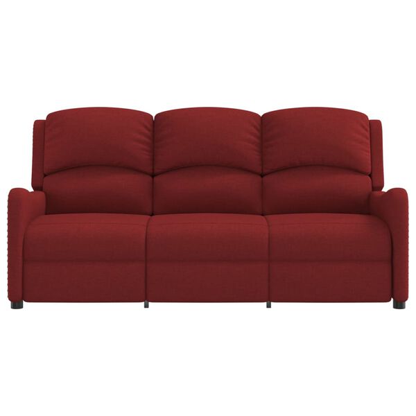 vidaXL Fauteuil de massage inclinable &agrave; 3 places rouge bordeaux tissu