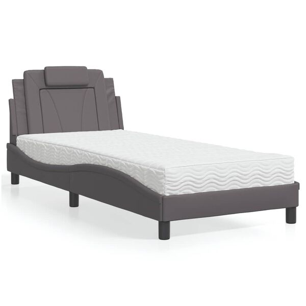 vidaXL Lit Viana avec matelas gris 80x200 cm similicuir
