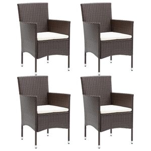 vidaXL Chaises &agrave; manger de jardin lot de 4 r&eacute;sine tress&eacute;e marron