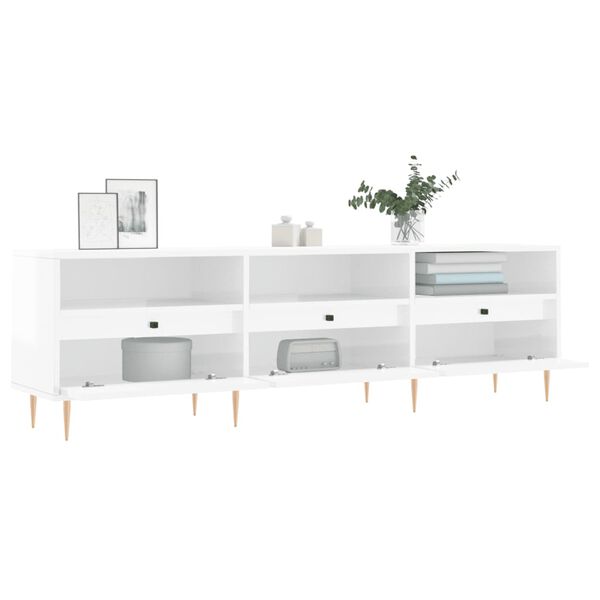 vidaXL Meuble TV blanc brillant 150x30x44,5 cm bois d'ing&eacute;nierie