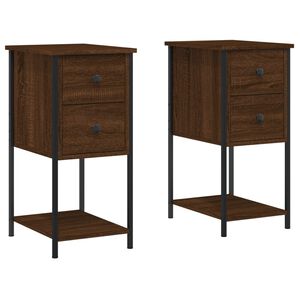 vidaXL Tables de chevet 2pcs ch&ecirc;ne marron 32x42x70cm Bois d'ing&eacute;nierie