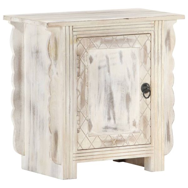 vidaXL Table de chevet Blanc 50x30x50 cm Bois de manguier massif